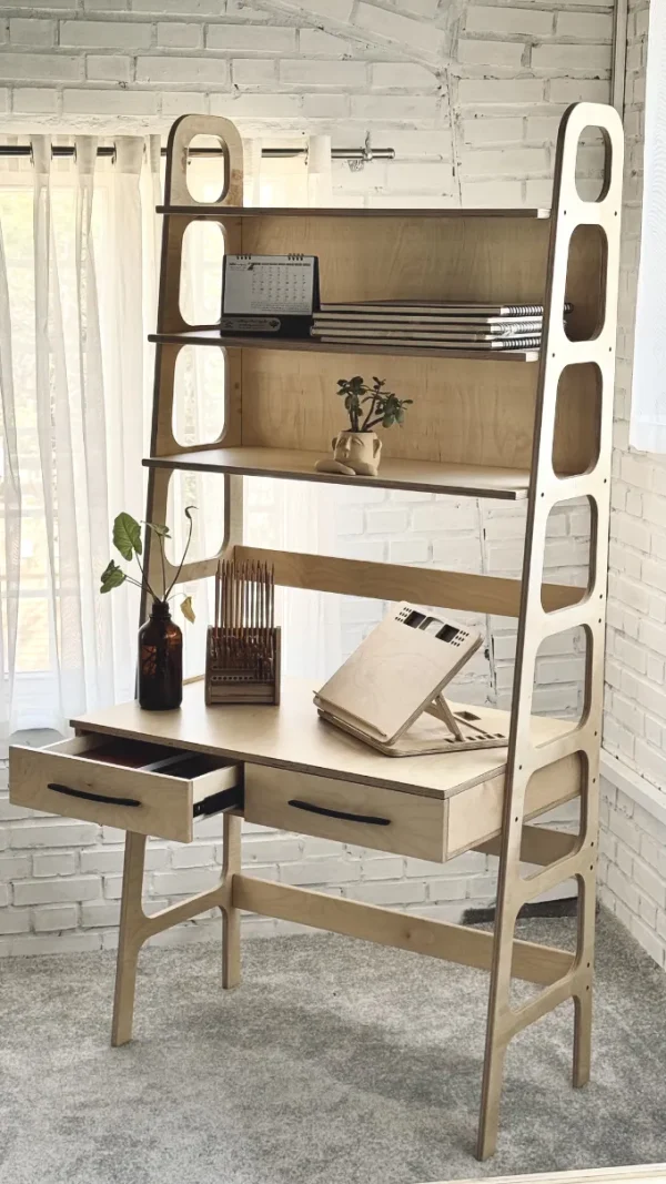 میز کتابخانه دار 2 کشو کوچک - Image 2