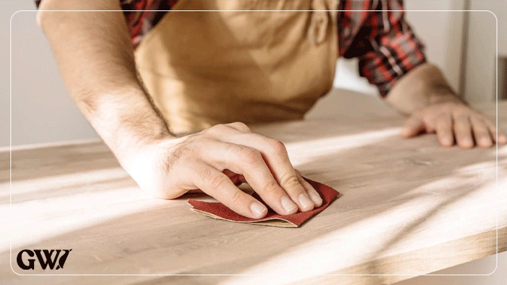 ترمیم ورم عمیق چوب با سنباده‌کاری و رنگ‌زدن