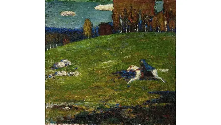 یک تصویر منظره به سبک انتزاعی از واسیلی کاندینسکی